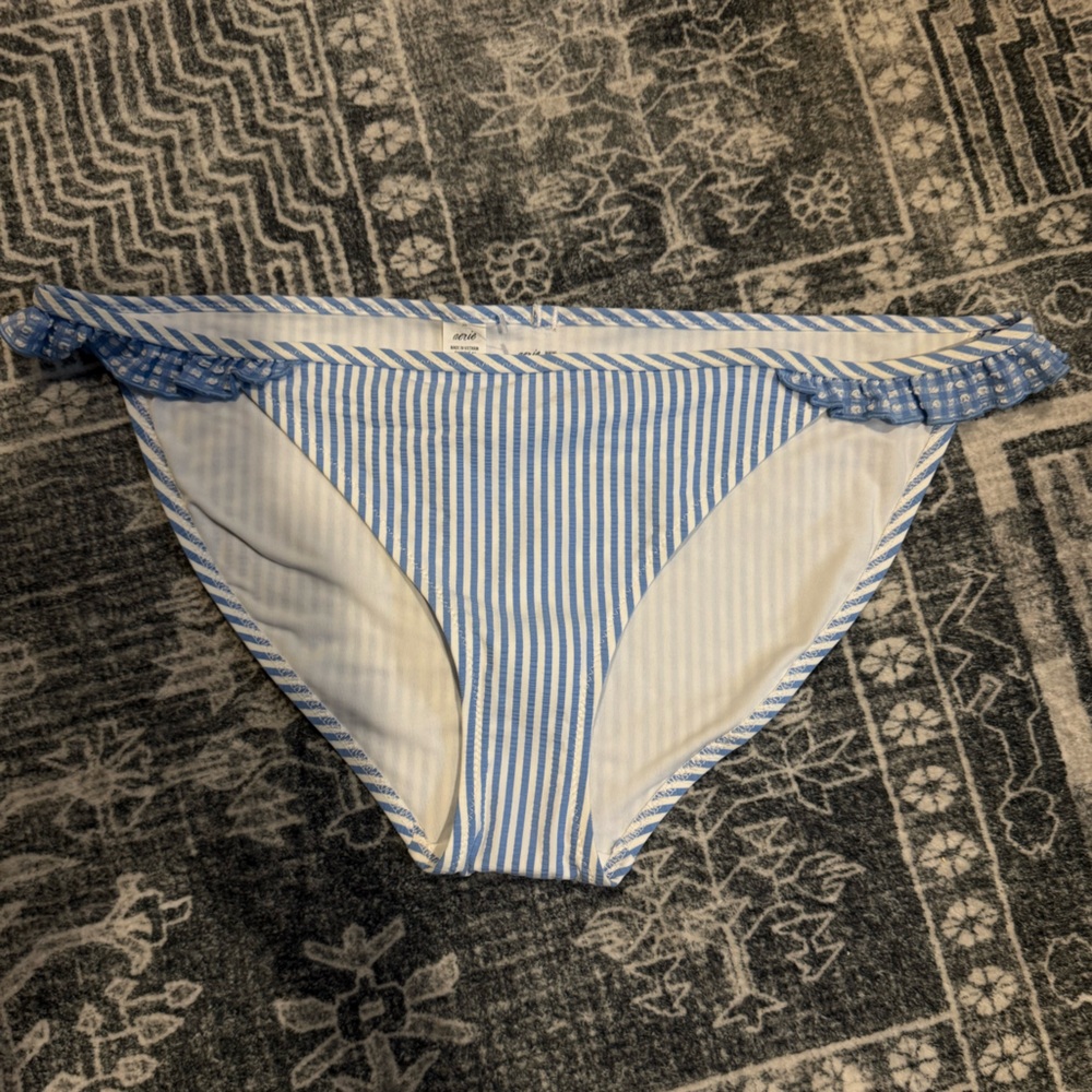 Aerie Blue and White Striped Bikini Bottom NWOT